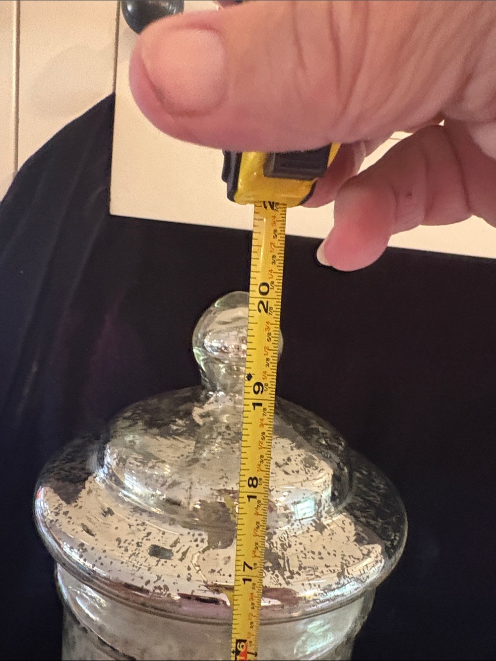Tall Mercury Glass Apothecary Jar with Pedestal Lid - Silver. Pottery Barn - Picture 2 of 3